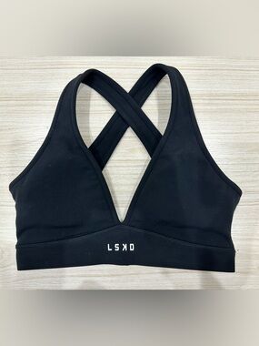 Women's Black Cross-Back Sports Bra with Support